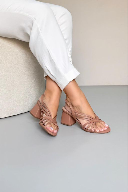 Sandália Salto Bloco Corte Laser 7 cm_3486- Rose - Carolina Lins