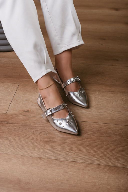 Mule Fivela Detalhe Strass_354- Prata - Carolina Lins