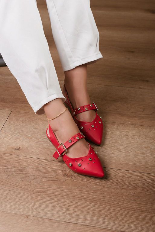 Mule Fivela Detalhe Strass_354- Vermelho