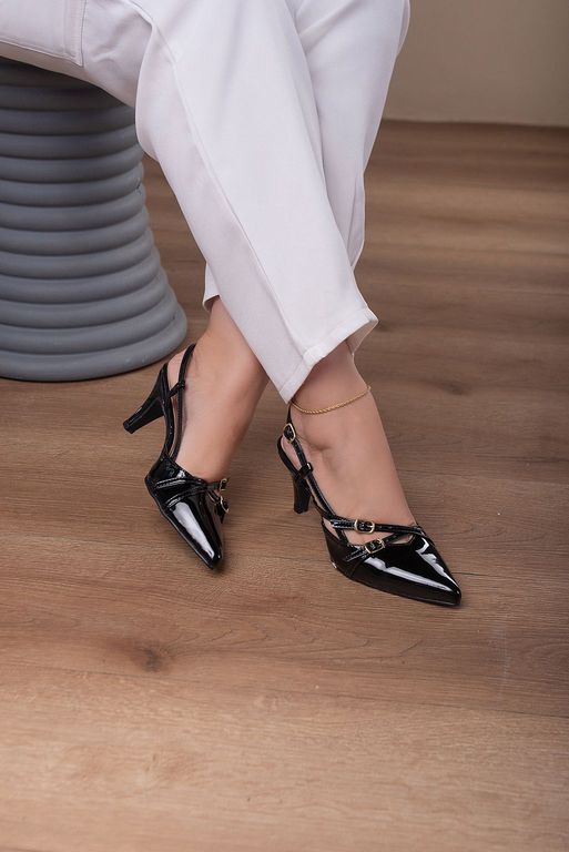 Scarpin 2 Fivelas Salto Fino Inspiração Arezzo 6 cm_393- Preto