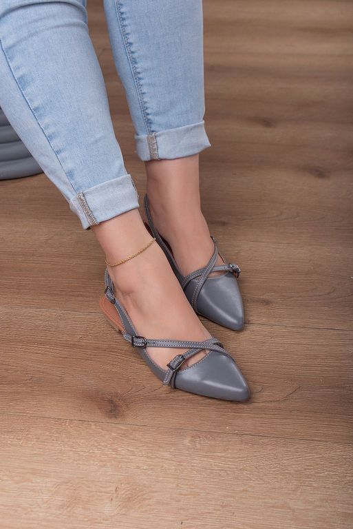 Sapatilha Slingback 2 Fivelas_478- Cinza