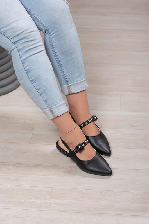 Sapatilha slingback Fivela/Ilhós_485- Preto - Carolina Lins