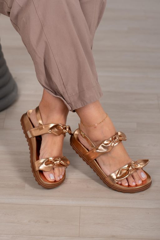 Sandália Papete Duplo Laço_574- Rose Gold - Carolina Lins