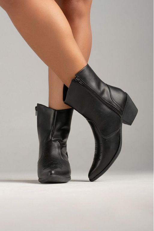 BOTA TEXANA BORDADA_1822 - PRETO - Carolina Lins