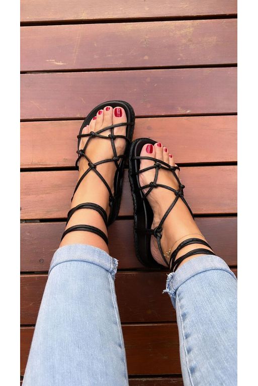 PAPETE CORDAS NÓ_1250 - PRETO - 1250 - PRETO - Use Isa Shoes