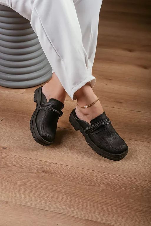 Mule Tratorado Detalhe Strass_113- Preto - 113 - P... - Use Isa Shoes
