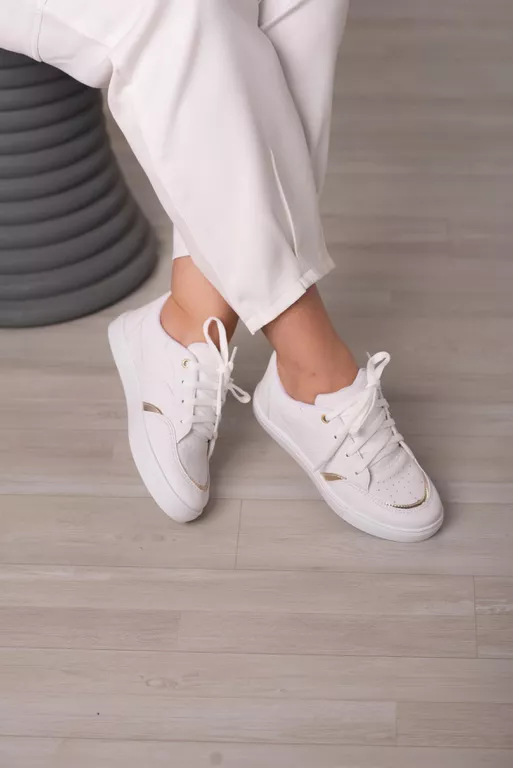 Tênis Básico Linhas Metalizadas_3060- Branco - Carolina Lins