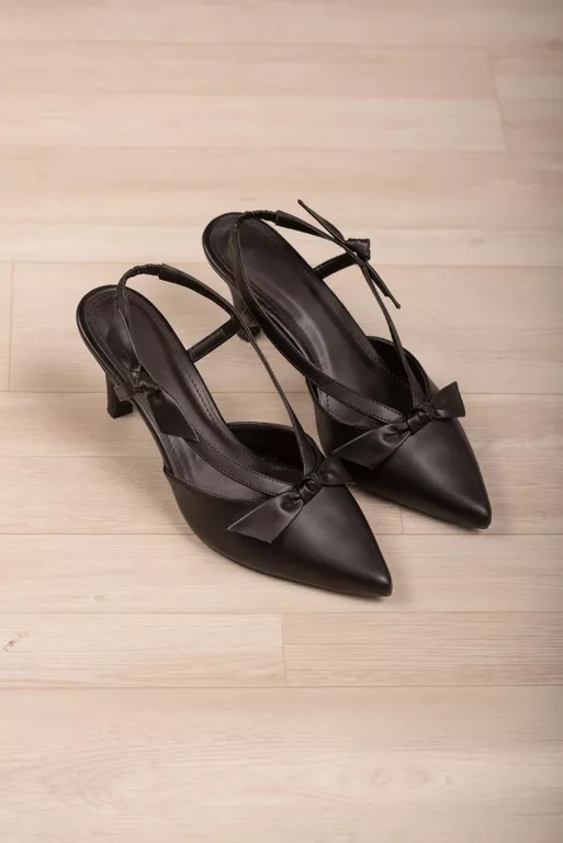 Scarpin Slingback Laço 8 cm_3083- Preto | Carolina Lins