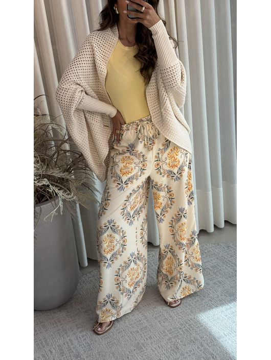 Calça Lez a Lez Pantalona Estampada Amarelo 2808 -... - CS BY KATI