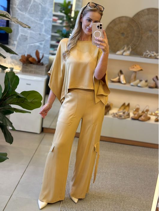 Calça Morena Rosa Reta Alta Amarelo - K20412MR - CS BY KATI