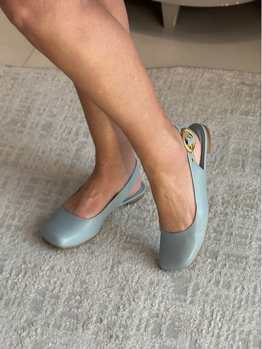 Sapatilha Slingback Carrano Bico Quadrado Azul Sil... - CS BY KATI