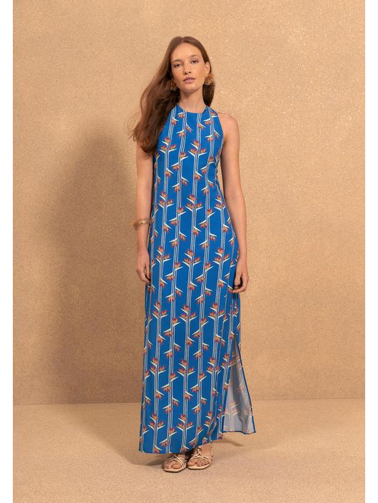 Vestido Lez a Lez Estampado Com Alças Cruzadas Nas... - CS BY KATI