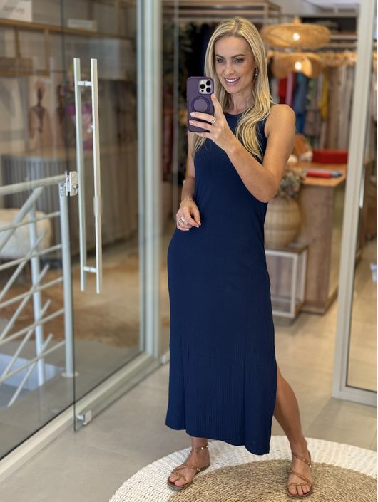 Vestido Youbasic Canelado Zurique Azul Marinho 190... - CS BY KATI