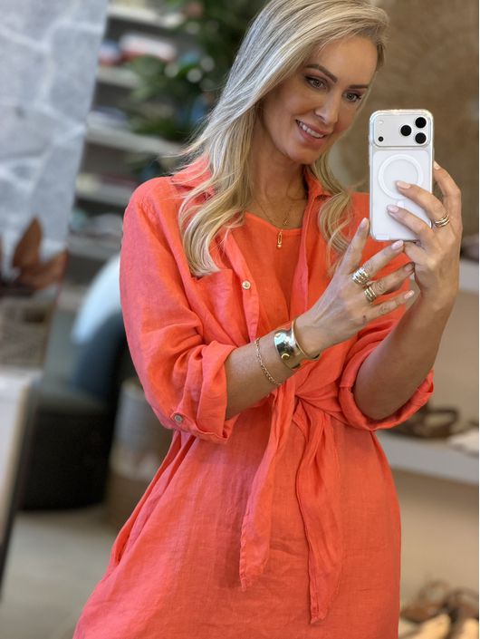 Camisa Em V Com Bolso Em Linho 100% Italiano Babi ... - CS BY KATI