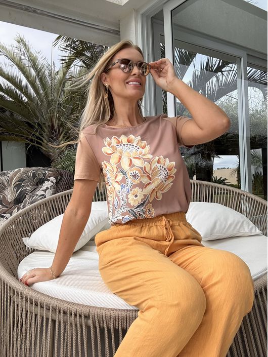 Blusa Lez a Lez Manga Curta Com Frente Estampada E... - CS BY KATI
