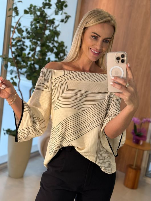 Blusa Maria Valentina Solta Ombro A Ombro Preto 22... - CS BY KATI