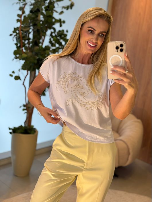 T-shirt Lez a Lez Com Bordado Em algodão Off White... - CS BY KATI