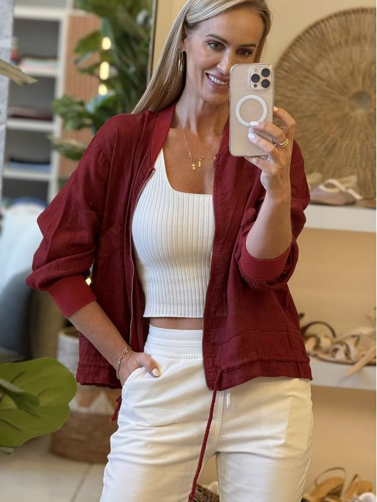 Jaqueta Bomber De Linho 100% Italiano Bordo 2411 -... - CS BY KATI