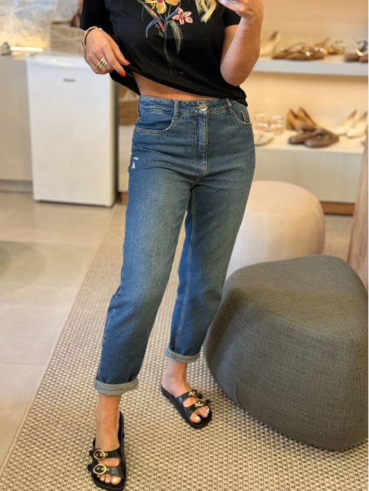 Calça Morena Rosa Jeans Mom Alta Azul - K07228MR - CS BY KATI