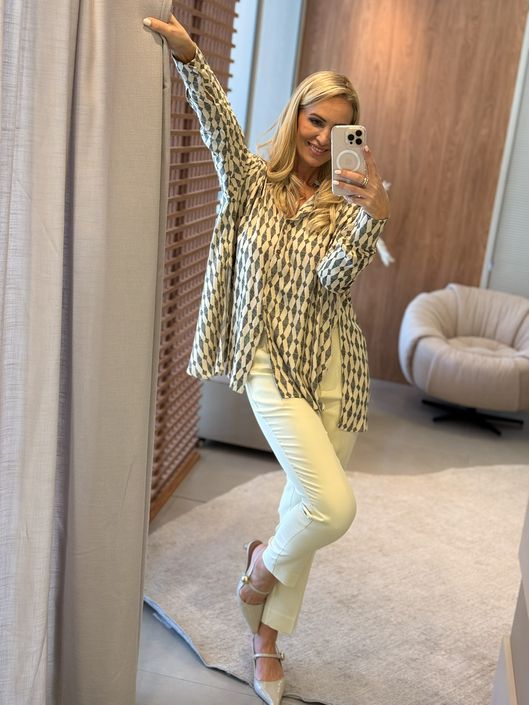 Camisa Lez a Lez Alongada Com Abertura Nas Costas ... - CS BY KATI