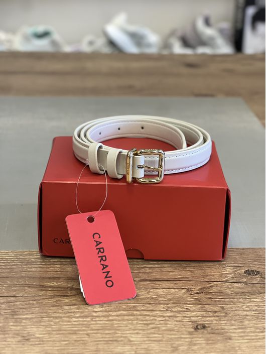 Cinto Carrano Regular Fino Couro Off White - K700... - CS BY KATI