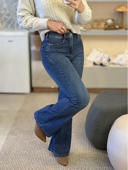 Calça Lez a Lez Jeans Flare Cintura Alta 0602 - K0... - CS BY KATI