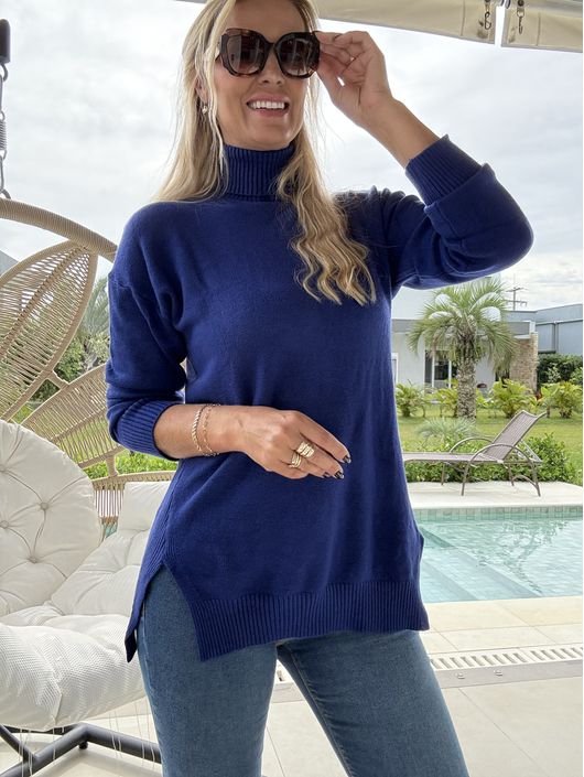 Blusa Lez a Lez Azul Bic Com Gola Alta - K3481L - CS BY KATI