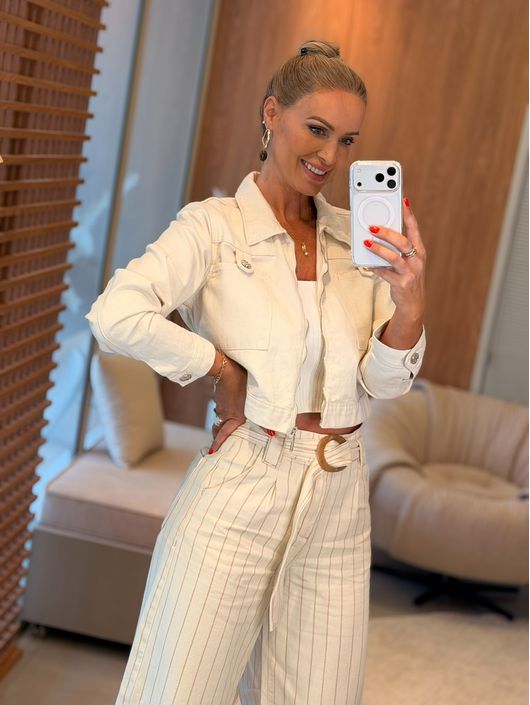 Jaqueta Lez a Lez Cropped Em Sarja Natural 2511 - ... - CS BY KATI
