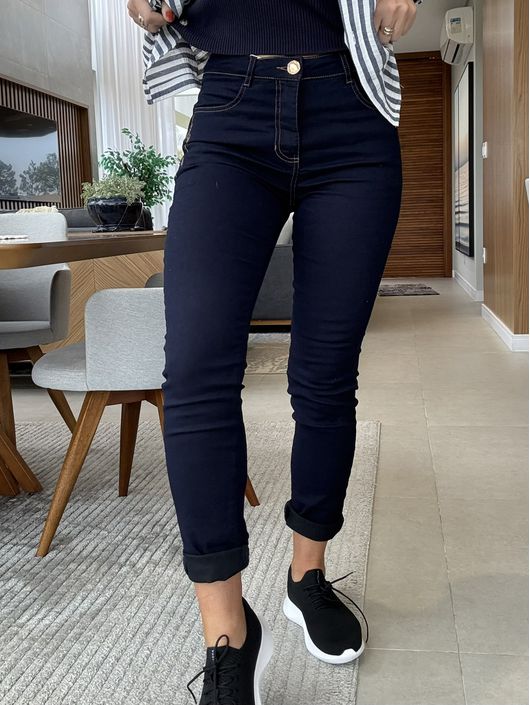 Calça Morena Rosa Jeans Escuro Skinny 2208 - K0701... - CS BY KATI