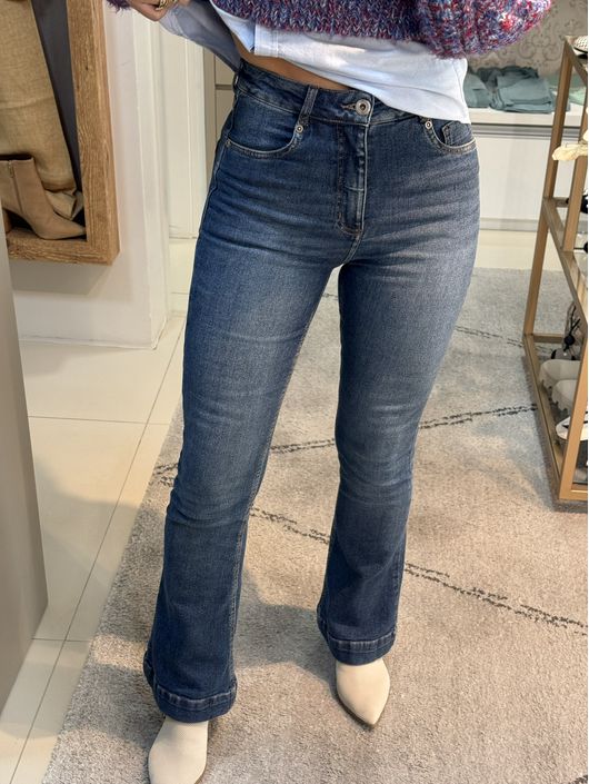 Calça Morena Rosa Boot Cut Alta Azul 0708 - K07105... - CS BY KATI