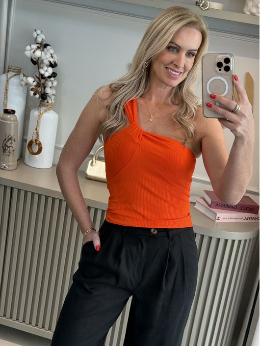 Blusa Lez a Lez Justa De Um Ombro Só Laranja 3107 ... - CS BY KATI