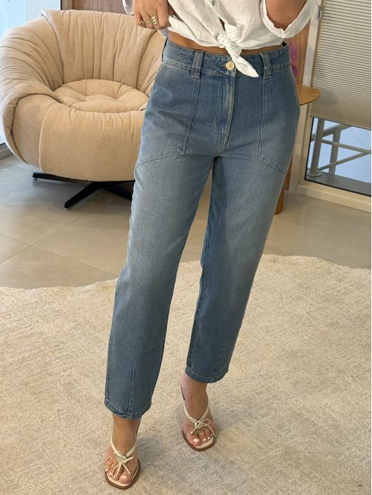 Calça Maria Valentina Baggy Jeans Alta 2210 - K047... - CS BY KATI