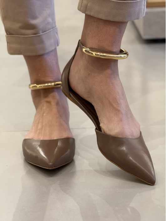 Sapatilha Slingback Carrano Couro Mocha 2709 - K50... - CS BY KATI