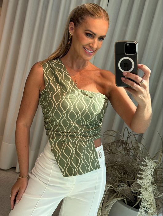 Blusa Ajustada Um Ombro Só Verde 1605 - K20093MR - CS BY KATI