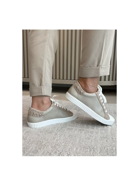 Tênis Kicks Studs Couro Cinza Cashmere - K344045C - CS BY KATI