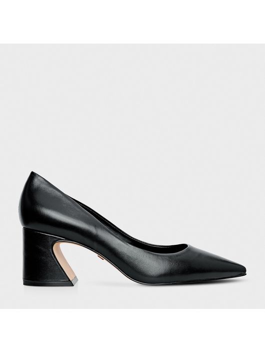 Scarpin Blanca Salto Bloco Wave Couro Preto - K721... - CS BY KATI