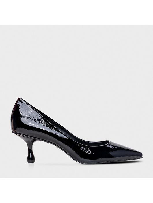 Scarpin Salto Fino Drop Baixo Couro Verniz Preto C... - CS BY KATI