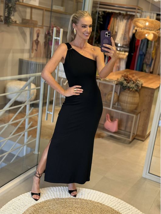 Vestido Lez a Lez Longo De Um Ombro Só Com Fendas ... - CS BY KATI