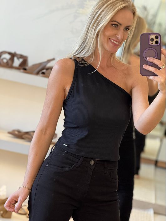 Blusa De Ombro Só Canelada Preto 2509 - K3544E - CS BY KATI