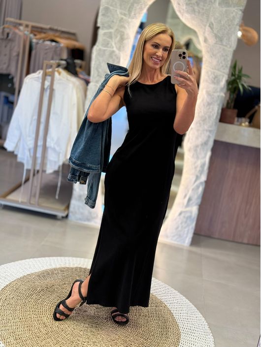 Vestido Youbasic Longo Regata Com Fendas Laterais ... - CS BY KATI