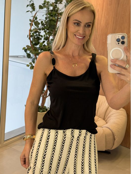 Blusa Lez a Lez Com Alças Diferenciadas Preto 1710... - CS BY KATI