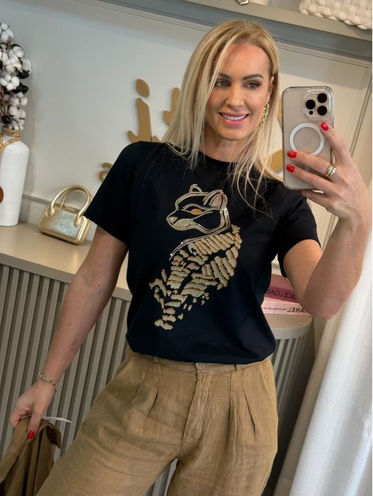 T-shirt Lez a Lez Com Bordado Preto 3107 - K5100E - CS BY KATI