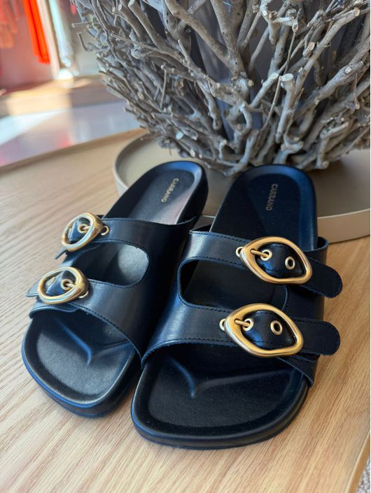 Chinelo Flat Slide Carrano Couro Preto 2909 - K928... - CS BY KATI