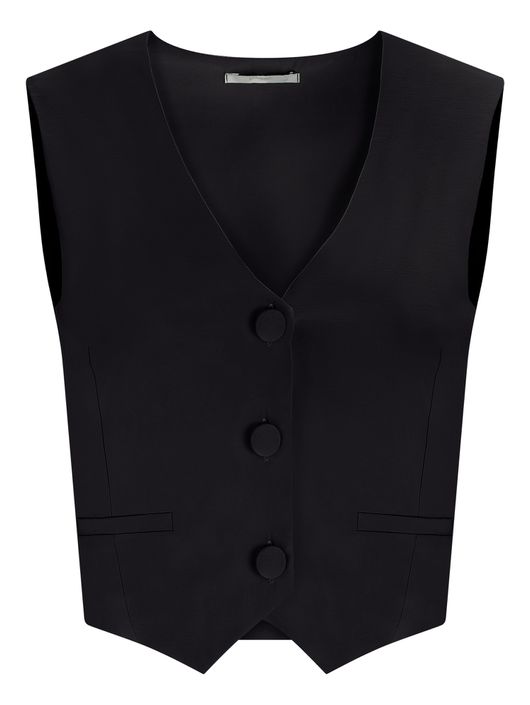 Colete Alfaiataria Curto com Decote V Preto - K779... - CS BY KATI