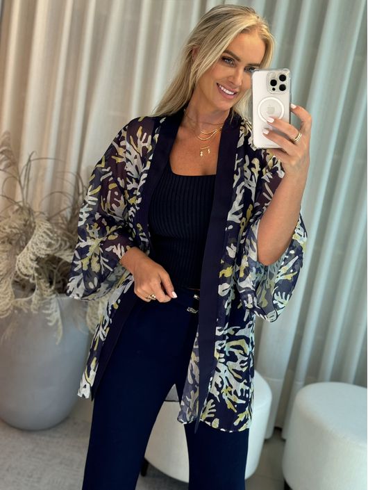Kimono Maria.Valentina Alongado Com Faixa Azul Mar... - CS BY KATI