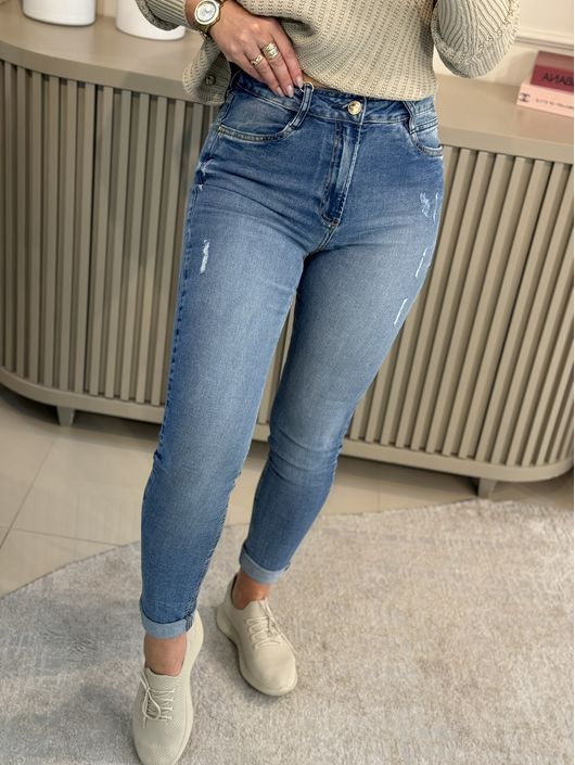 Calça Jeans Skinny Cropped com Cintura Alta - K937... - CS BY KATI