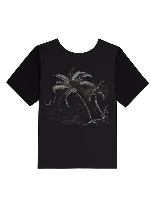 T-shirt Lez a Lez Manga Curta Em Lurex Preto 1107 ... - CS BY KATI