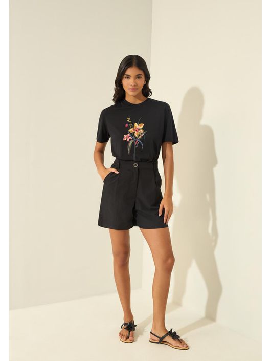 T-shirt Lez a Lez Com Estampa Em Malha Liocel Pret... - CS BY KATI