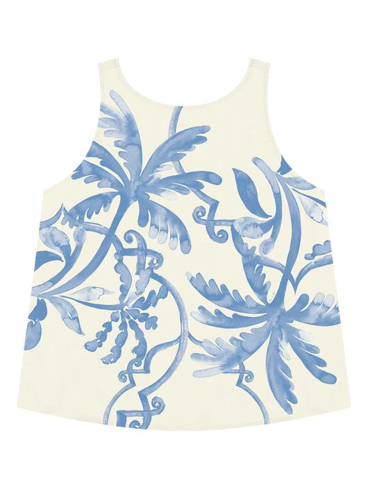 Regata Lez a Lez Estampada Em Tecido Leve Azul 061... - CS BY KATI