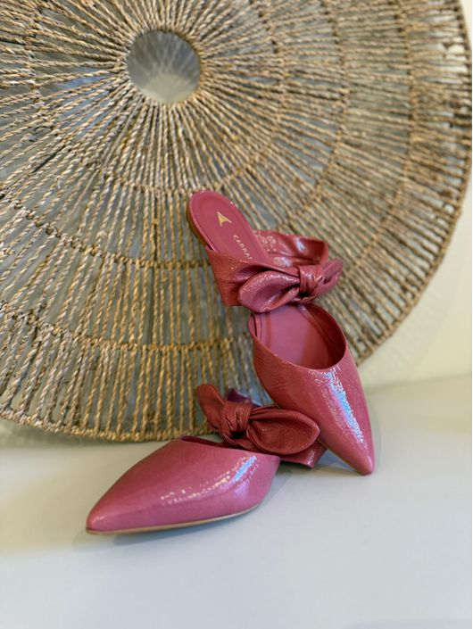 Mule Flat Knot Couro Verniz Rosa - K507110C - CS BY KATI